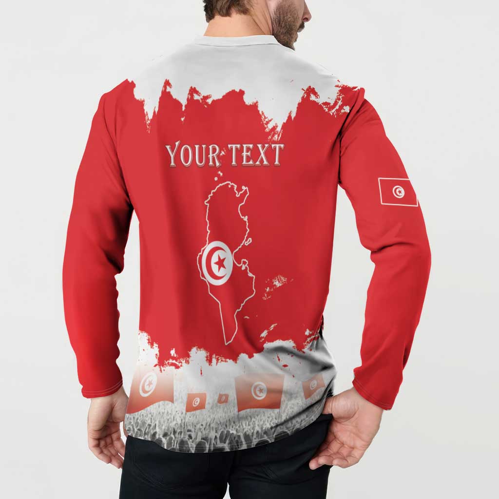 Personalised Tunisia Independence Day Button Sweatshirt 69th Anniversary - Flag Map