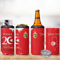 Personalised Tunisia Independence Day 4 in 1 Can Cooler Tumbler 69th Anniversary - Flag Map