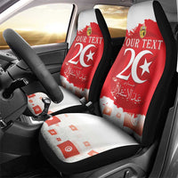 Personalised Tunisia Independence Day Car Seat Cover 69th Anniversary - Flag Map