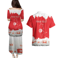 Personalised Tunisia Independence Day Couples Matching Puletasi and Hawaiian Shirt 69th Anniversary - Flag Map