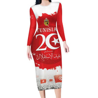 Personalised Tunisia Independence Day Family Matching Long Sleeve Bodycon Dress and Hawaiian Shirt 69th Anniversary - Flag Map