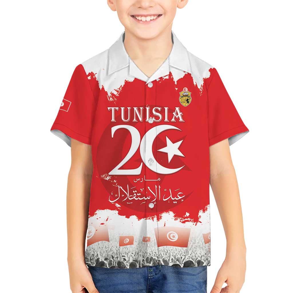 Personalised Tunisia Independence Day Family Matching Long Sleeve Bodycon Dress and Hawaiian Shirt 69th Anniversary - Flag Map