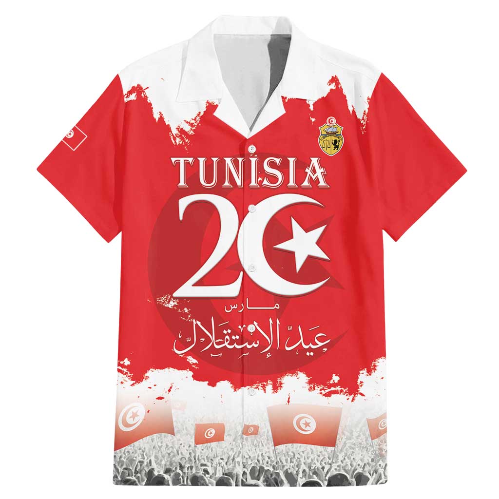 Personalised Tunisia Independence Day Family Matching Mermaid Dress and Hawaiian Shirt 69th Anniversary - Flag Map