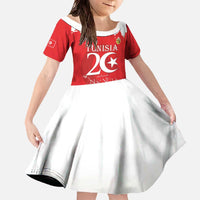 Personalised Tunisia Independence Day Family Matching Off The Shoulder Long Sleeve Dress and Hawaiian Shirt 69th Anniversary - Flag Map