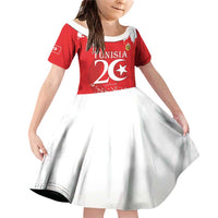 Personalised Tunisia Independence Day Family Matching Off Shoulder Short Dress and Hawaiian Shirt 69th Anniversary - Flag Map