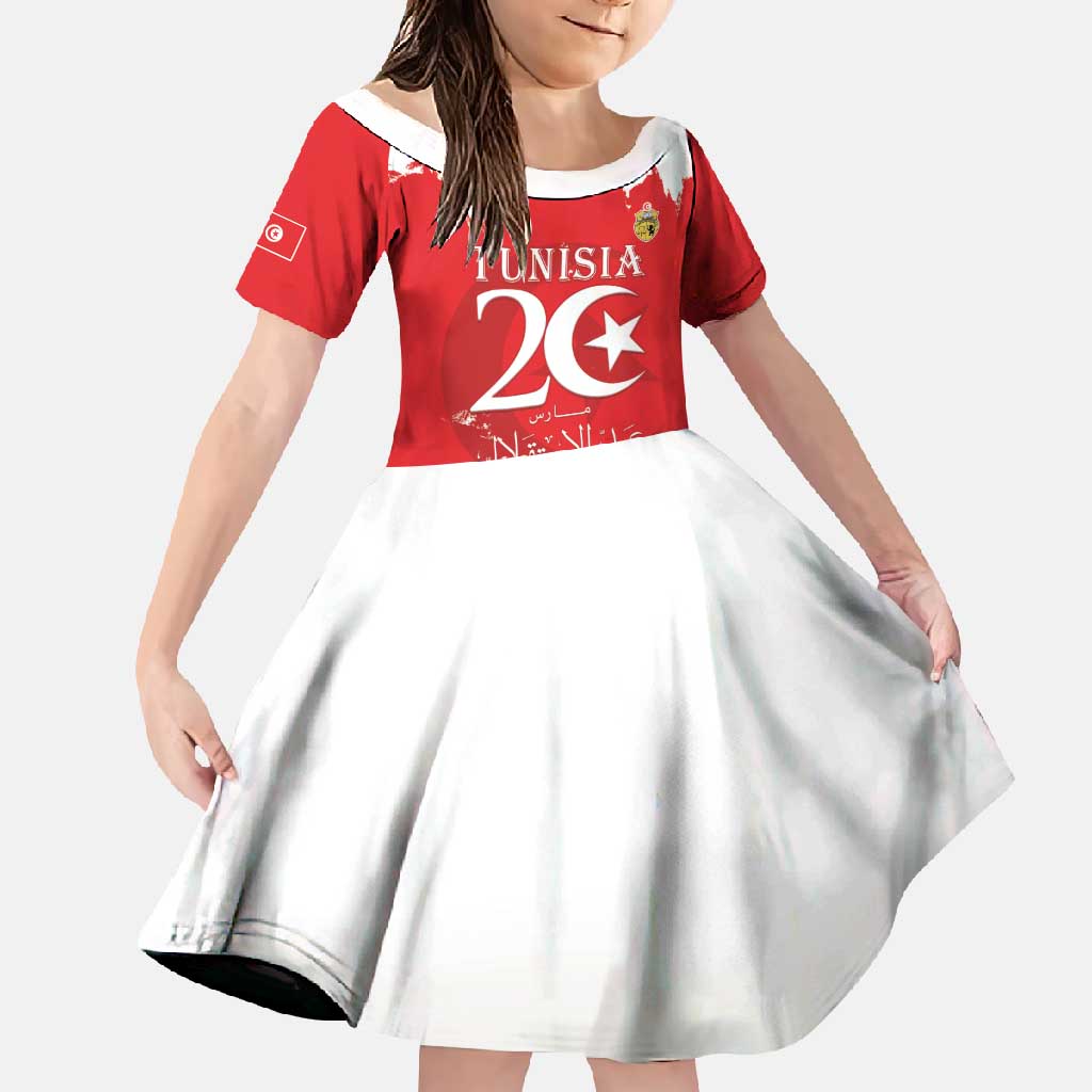 Personalised Tunisia Independence Day Family Matching Short Sleeve Bodycon Dress and Hawaiian Shirt 69th Anniversary - Flag Map