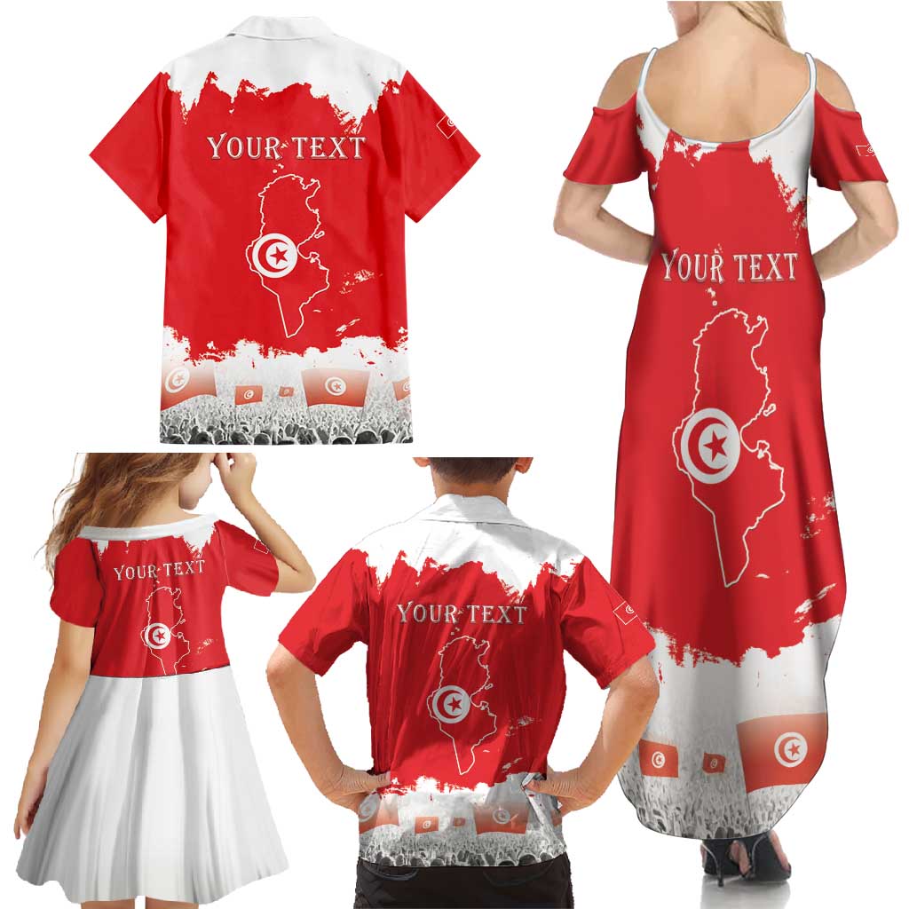 Personalised Tunisia Independence Day Family Matching Summer Maxi Dress and Hawaiian Shirt 69th Anniversary - Flag Map