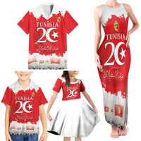 Personalised Tunisia Independence Day Family Matching Tank Maxi Dress and Hawaiian Shirt 69th Anniversary - Flag Map
