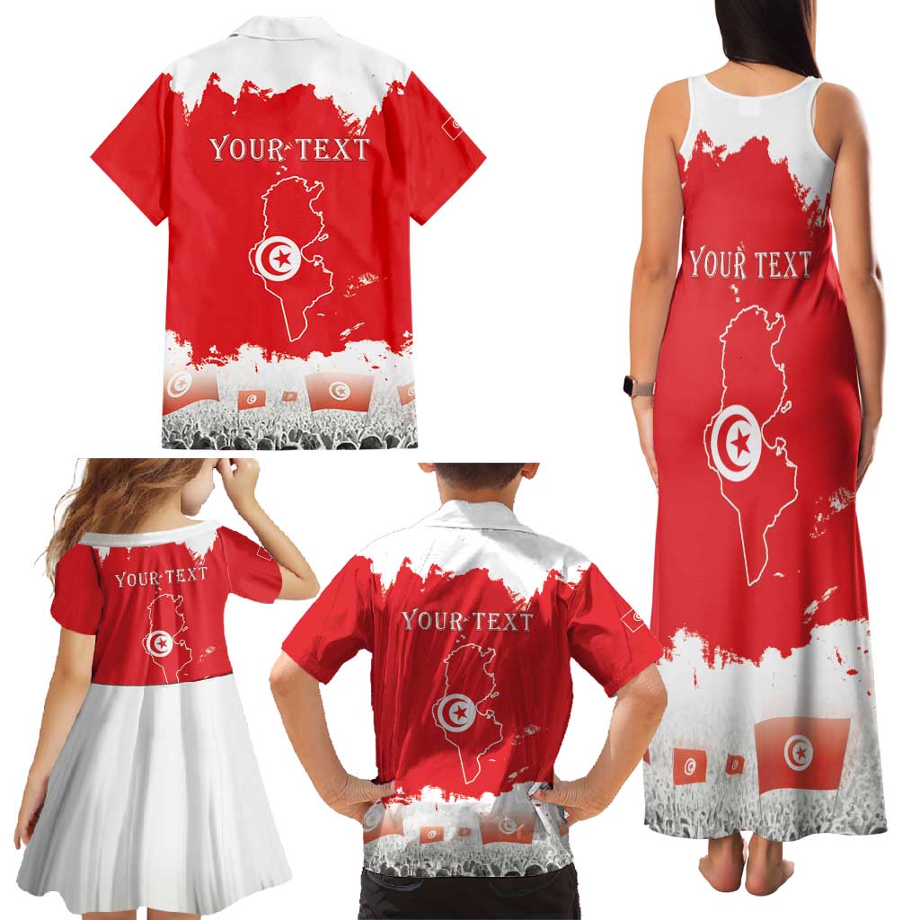 Personalised Tunisia Independence Day Family Matching Tank Maxi Dress and Hawaiian Shirt 69th Anniversary - Flag Map