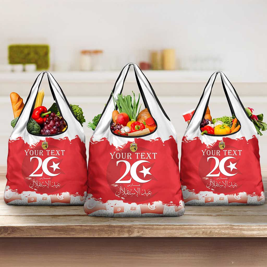 Personalised Tunisia Independence Day Grocery Bag 69th Anniversary - Flag Map
