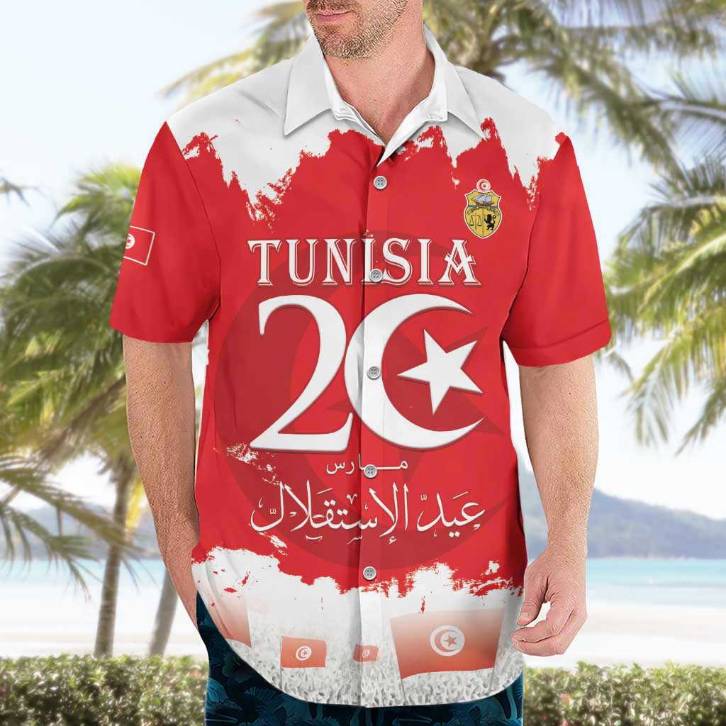 Personalised Tunisia Independence Day Hawaiian Shirt 69th Anniversary - Flag Map