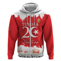 Personalised Tunisia Independence Day Hoodie 69th Anniversary - Flag Map
