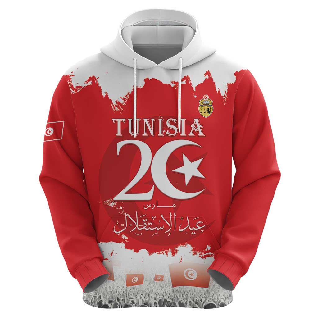 Personalised Tunisia Independence Day Hoodie 69th Anniversary - Flag Map