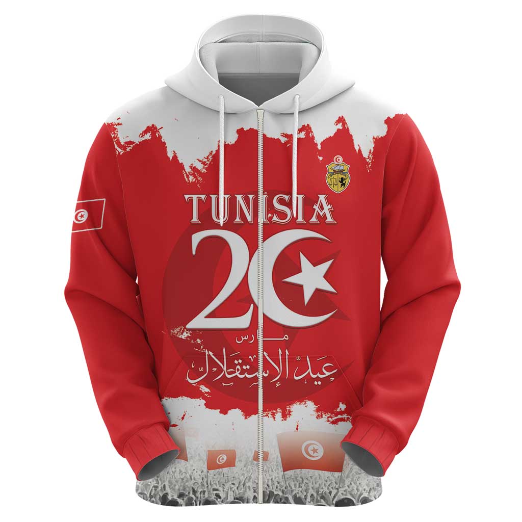 Personalised Tunisia Independence Day Hoodie 69th Anniversary - Flag Map