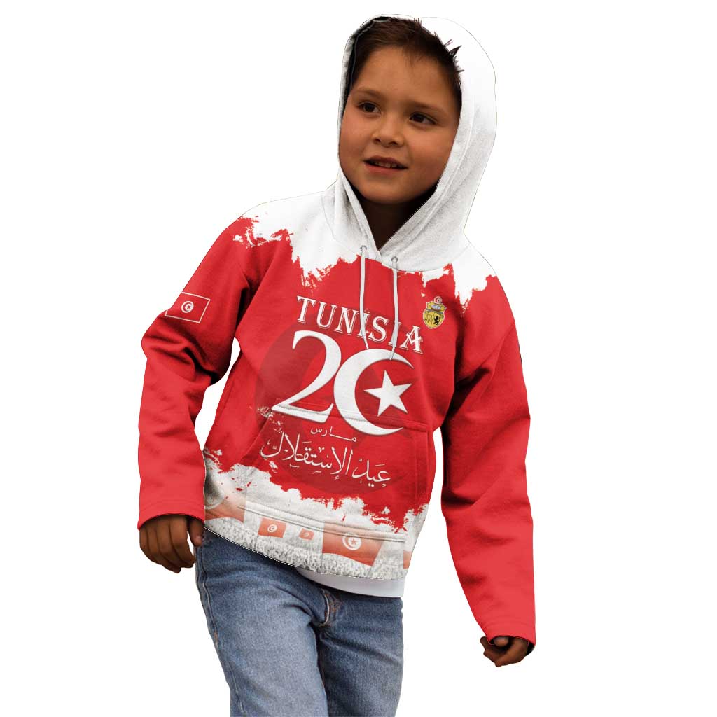 Personalised Tunisia Independence Day Kid Hoodie 69th Anniversary - Flag Map