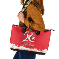 Personalised Tunisia Independence Day Leather Tote Bag 69th Anniversary - Flag Map