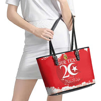 Personalised Tunisia Independence Day Leather Tote Bag 69th Anniversary - Flag Map