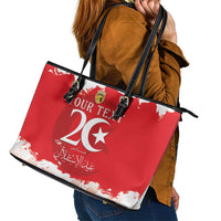 Personalised Tunisia Independence Day Leather Tote Bag 69th Anniversary - Flag Map