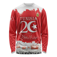 Personalised Tunisia Independence Day Long Sleeve Shirt 69th Anniversary - Flag Map