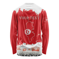Personalised Tunisia Independence Day Long Sleeve Shirt 69th Anniversary - Flag Map