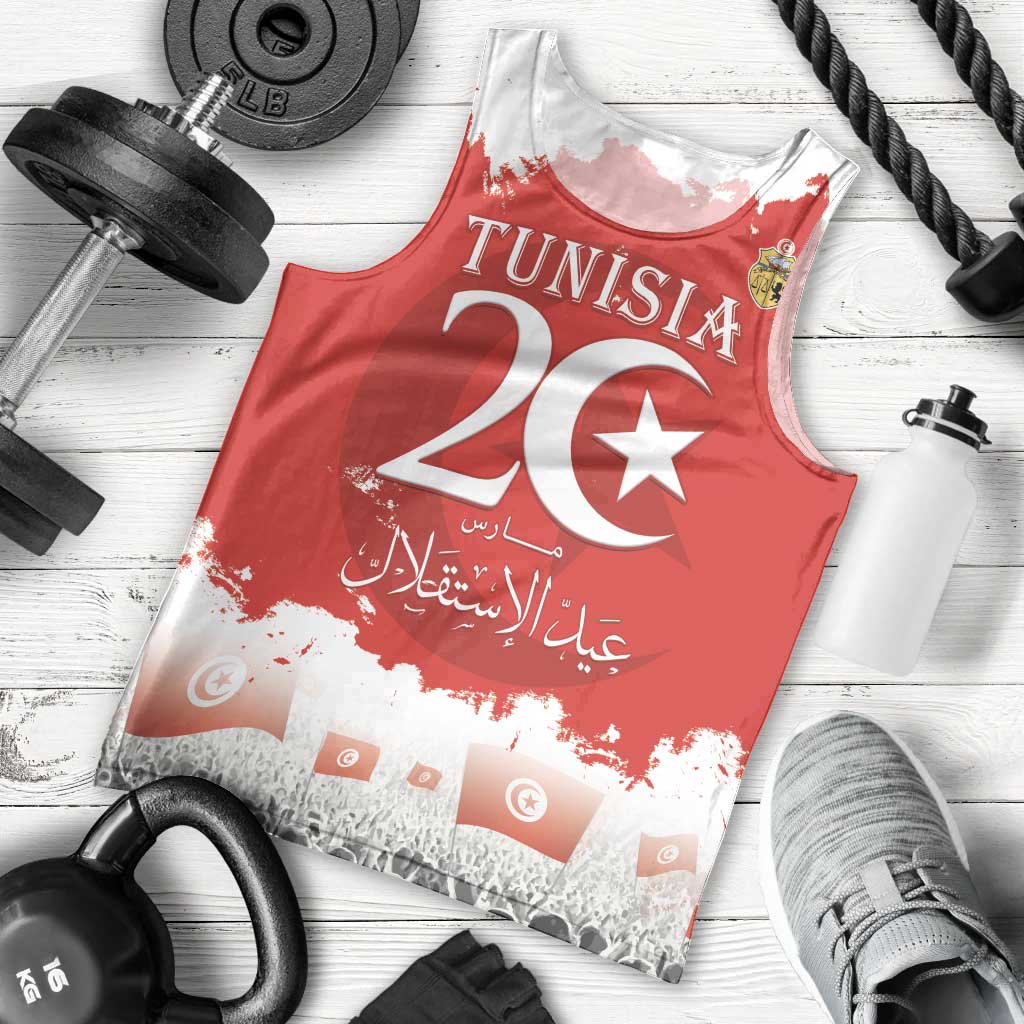 Personalised Tunisia Independence Day Men Tank Top 69th Anniversary - Flag Map