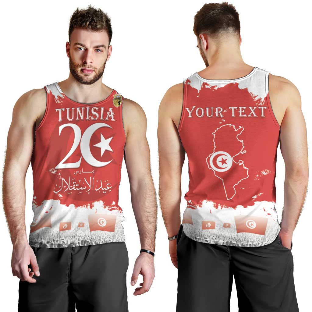 Personalised Tunisia Independence Day Men Tank Top 69th Anniversary - Flag Map
