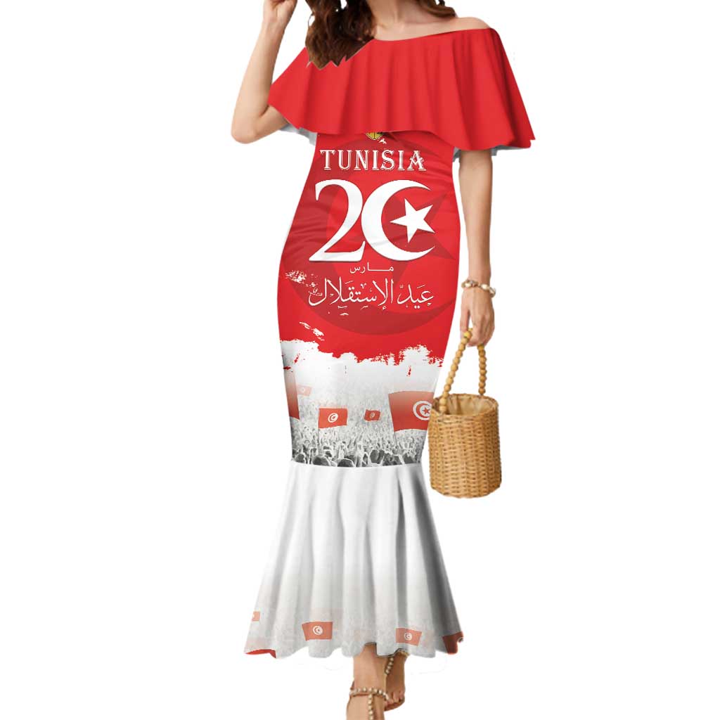 Personalised Tunisia Independence Day Mermaid Dress 69th Anniversary - Flag Map