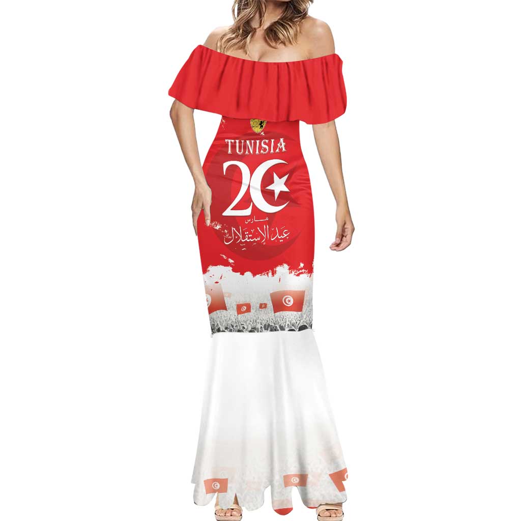 Personalised Tunisia Independence Day Mermaid Dress 69th Anniversary - Flag Map