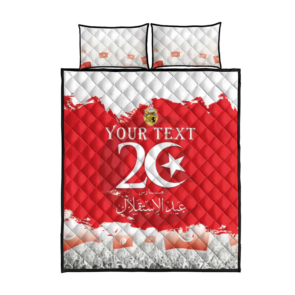 Personalised Tunisia Independence Day Quilt Bed Set 69th Anniversary - Flag Map