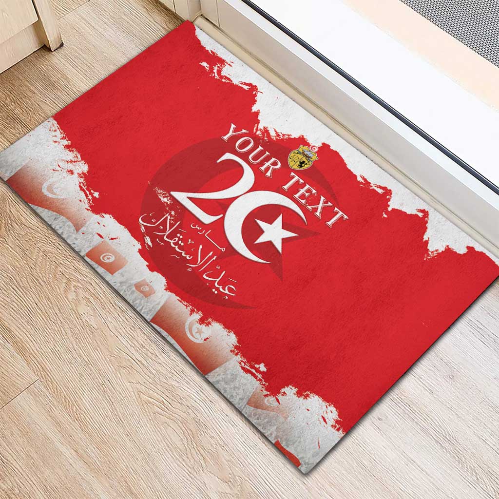 Personalised Tunisia Independence Day Rubber Doormat 69th Anniversary - Flag Map