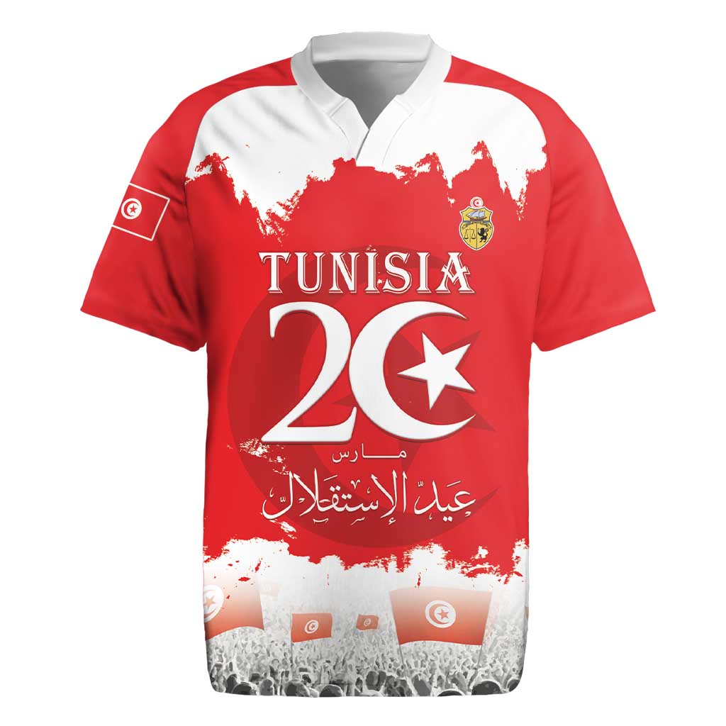 Personalised Tunisia Independence Day Rugby Jersey 69th Anniversary - Flag Map