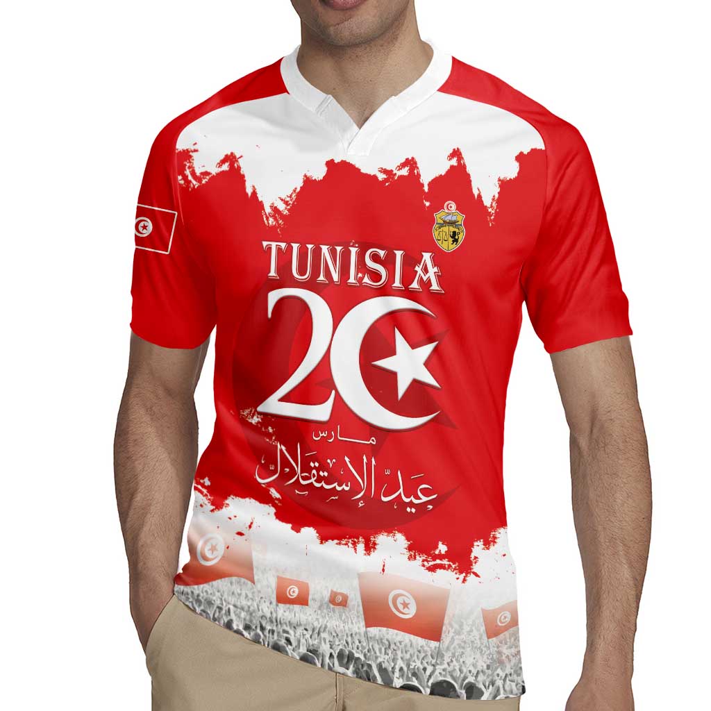 Personalised Tunisia Independence Day Rugby Jersey 69th Anniversary - Flag Map