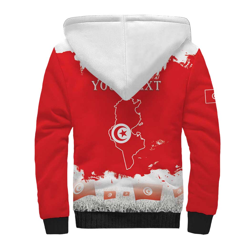 Personalised Tunisia Independence Day Sherpa Hoodie 69th Anniversary - Flag Map