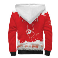 Personalised Tunisia Independence Day Sherpa Hoodie 69th Anniversary - Flag Map
