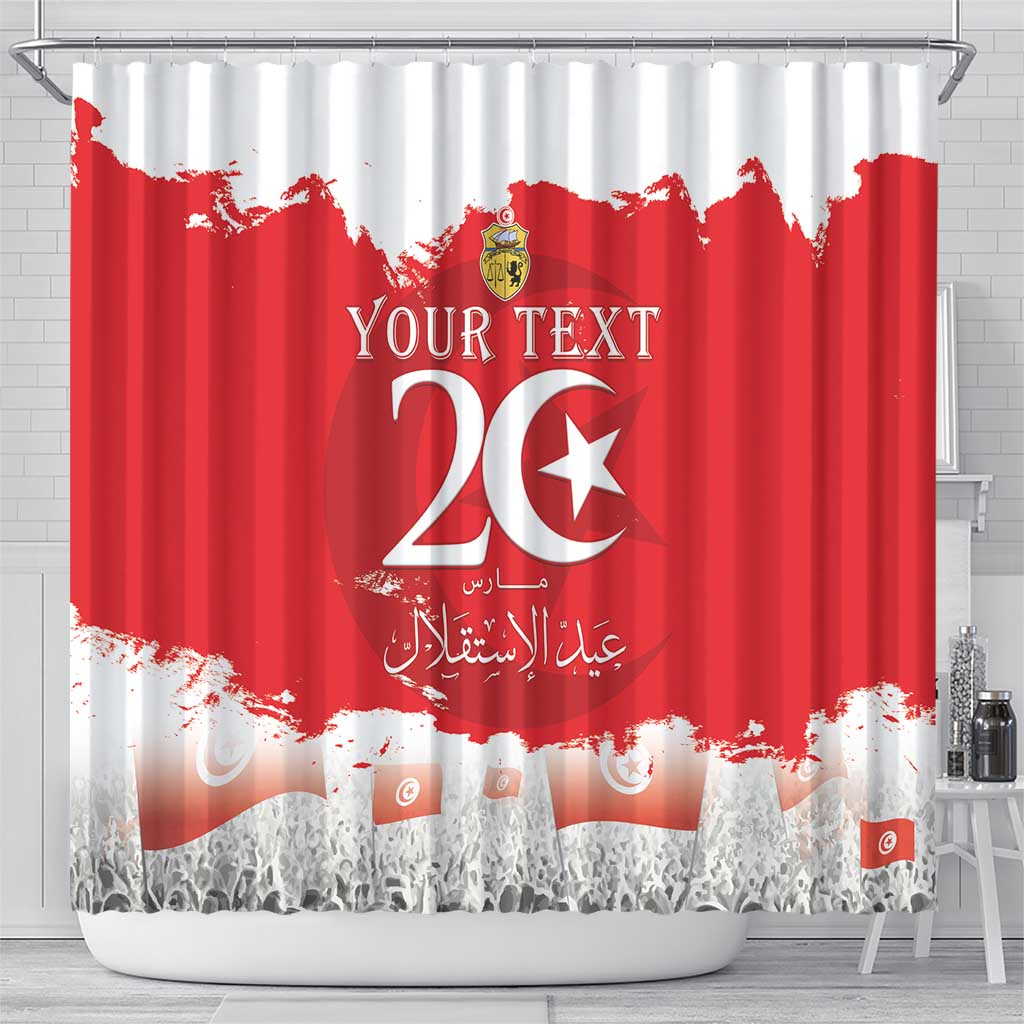 Personalised Tunisia Independence Day Shower Curtain 69th Anniversary - Flag Map