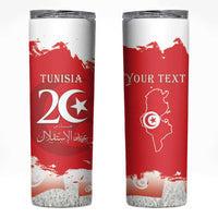 Personalised Tunisia Independence Day Skinny Tumbler 69th Anniversary - Flag Map