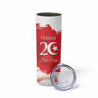 Personalised Tunisia Independence Day Skinny Tumbler 69th Anniversary - Flag Map
