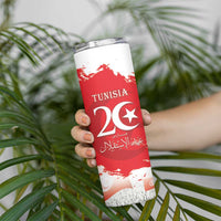 Personalised Tunisia Independence Day Skinny Tumbler 69th Anniversary - Flag Map