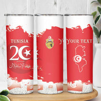 Personalised Tunisia Independence Day Skinny Tumbler 69th Anniversary - Flag Map