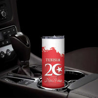 Personalised Tunisia Independence Day Skinny Tumbler 69th Anniversary - Flag Map