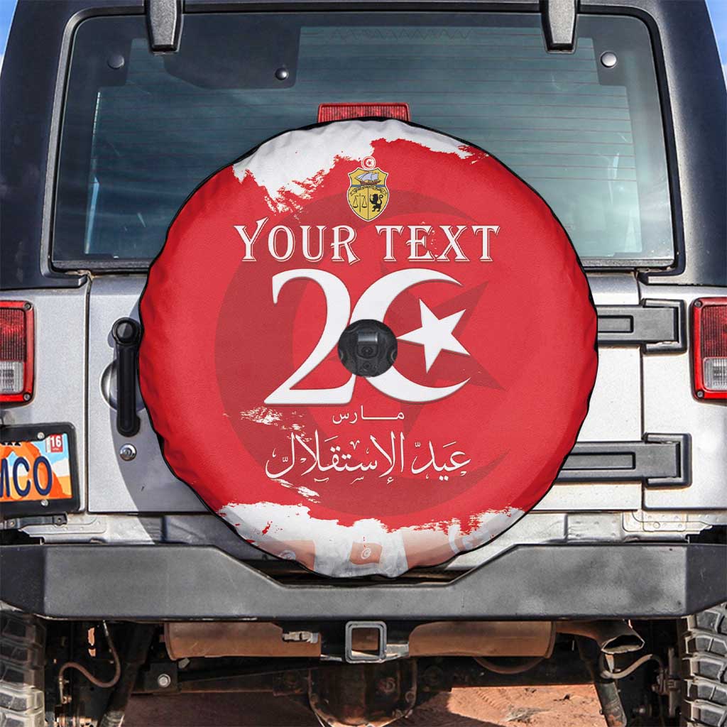 Personalised Tunisia Independence Day Spare Tire Cover 69th Anniversary - Flag Map