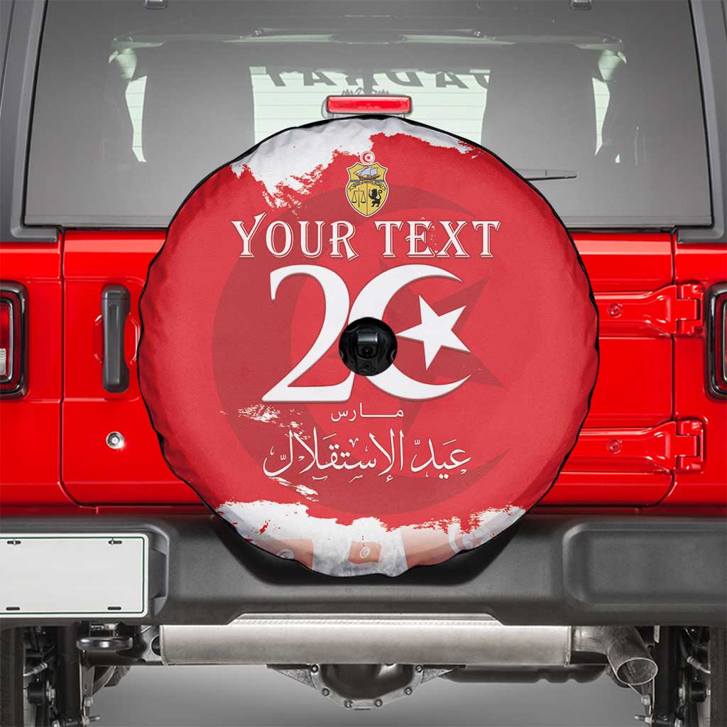Personalised Tunisia Independence Day Spare Tire Cover 69th Anniversary - Flag Map