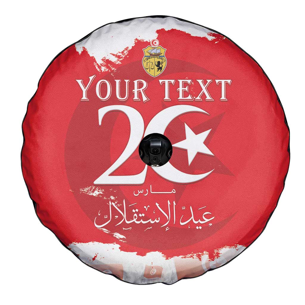 Personalised Tunisia Independence Day Spare Tire Cover 69th Anniversary - Flag Map