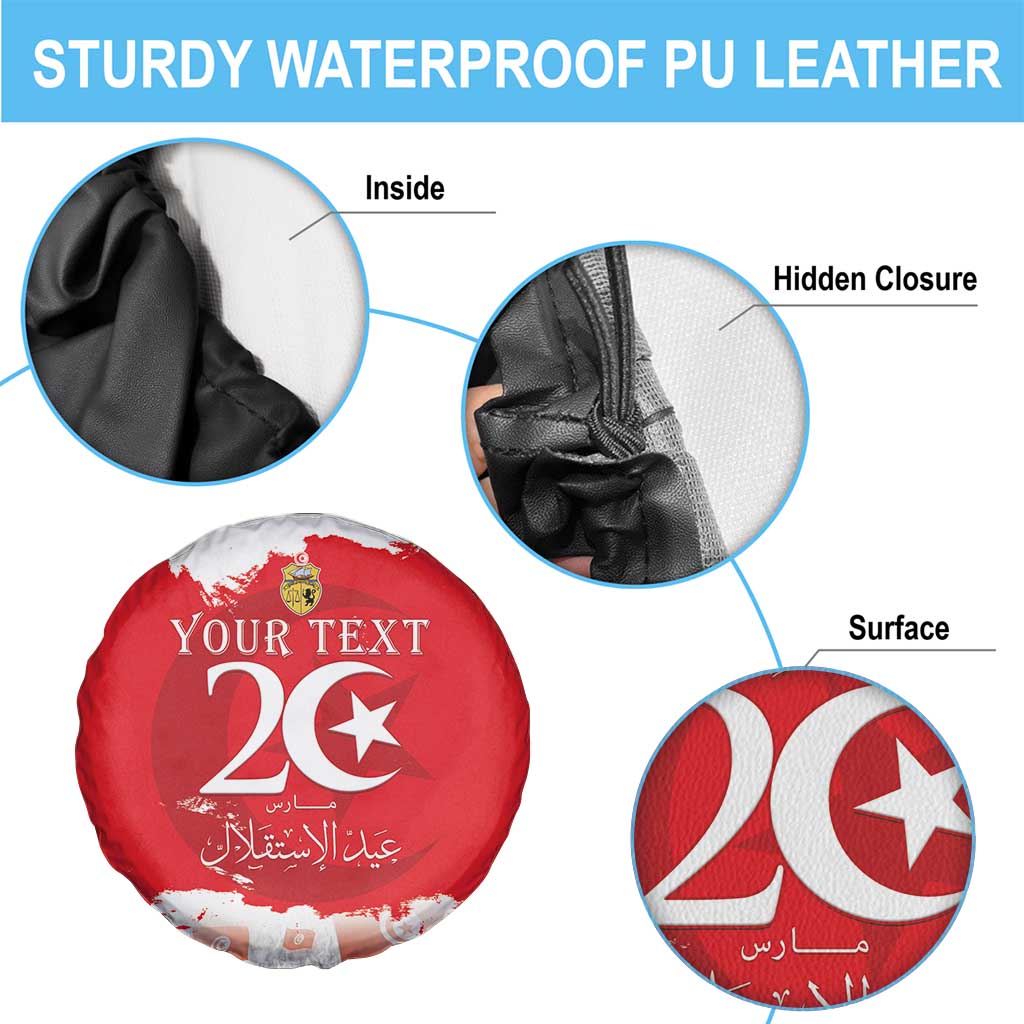 Personalised Tunisia Independence Day Spare Tire Cover 69th Anniversary - Flag Map