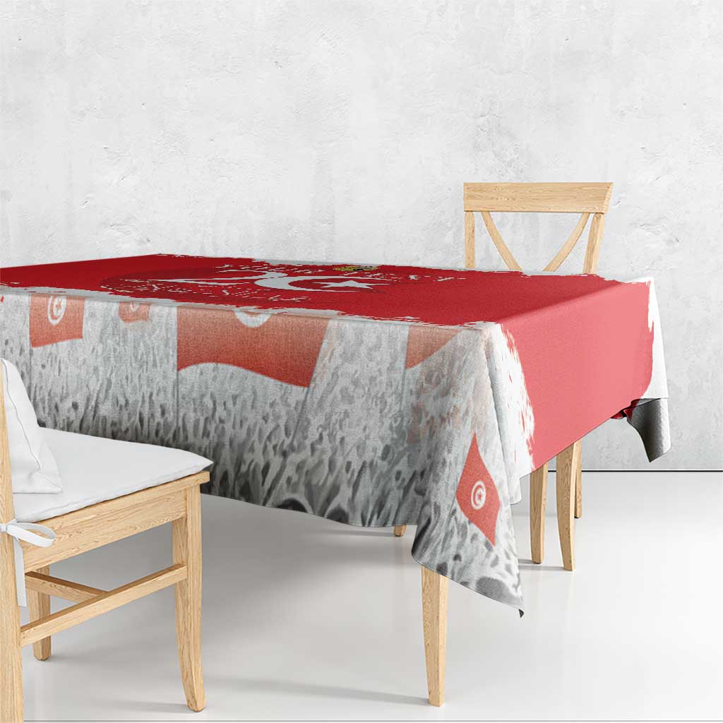 Personalised Tunisia Independence Day Tablecloth 69th Anniversary - Flag Map