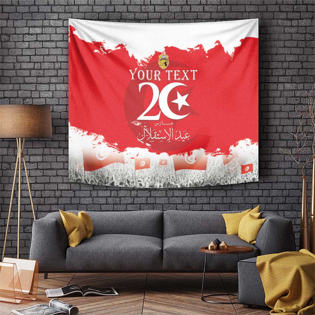 Personalised Tunisia Independence Day Tapestry 69th Anniversary - Flag Map