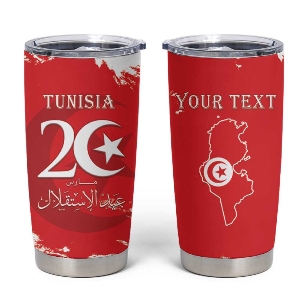 Personalised Tunisia Independence Day Tumbler Cup 69th Anniversary - Flag Map