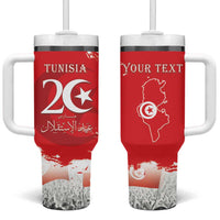 Personalised Tunisia Independence Day Tumbler With Handle 69th Anniversary - Flag Map