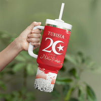 Personalised Tunisia Independence Day Tumbler With Handle 69th Anniversary - Flag Map