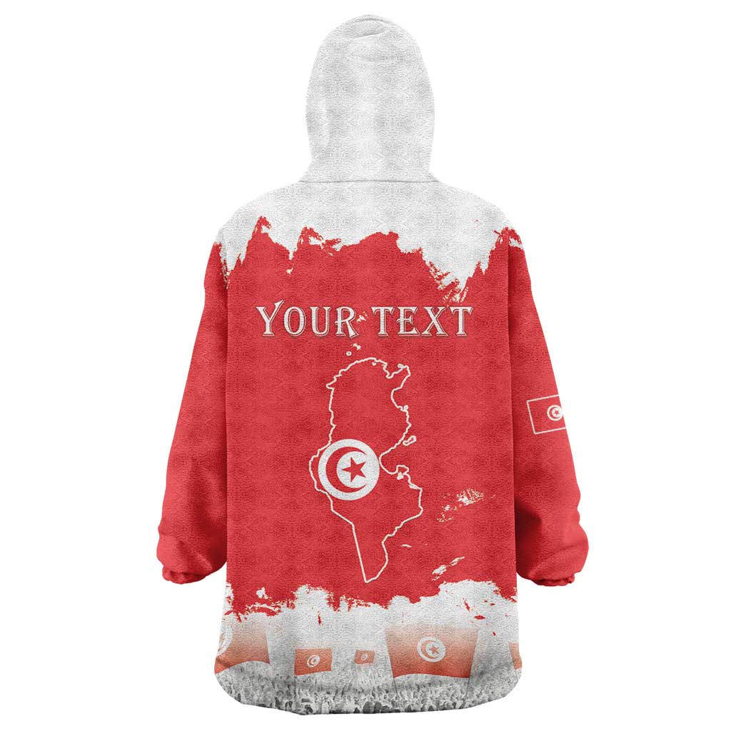 Personalised Tunisia Independence Day Wearable Blanket Hoodie 69th Anniversary - Flag Map - Wonder Print Shop